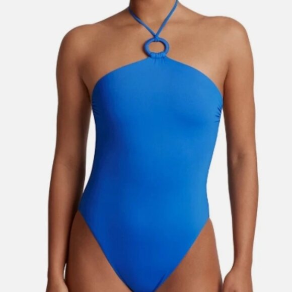 NWT! Ralph Lauren Blue Ring Halter One Piece Swimsuit NEW! - Picture 1 of 4